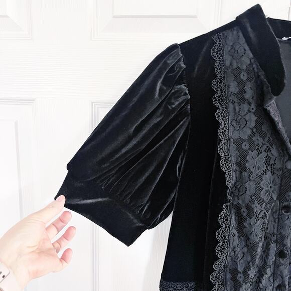 ELOQUII Elements Puff Sleeve Dress With Lace Inserts - Picture 3 of 8